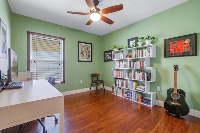 144 Bridgeton St, Davenport, FL 33896 - office area featuring a ceiling fan and wood finished floors