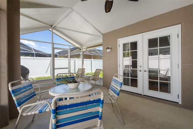 144 Bridgeton St, Davenport, FL 33896 - sunroom / solarium featuring french doors and vaulted ceiling