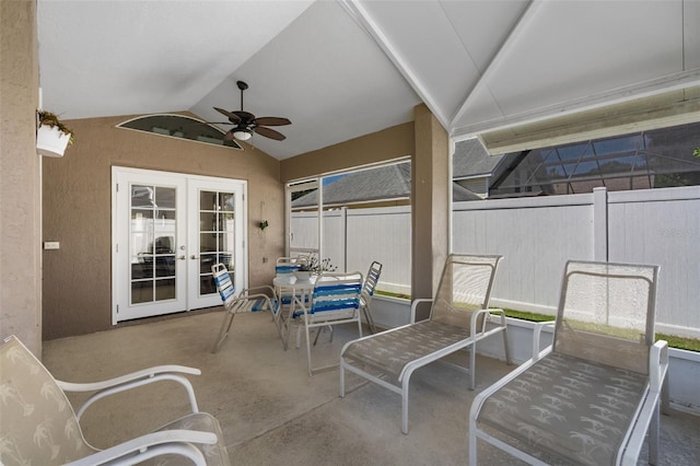 144 Bridgeton St, Davenport, FL 33896 - view of patio with french doors, a ceiling fan, and outdoor dining area