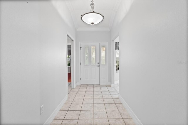 16950 SE 80th Bellavista Cir, The Villages, FL 32162 - doorway featuring ornamental molding and light tile patterned flooring