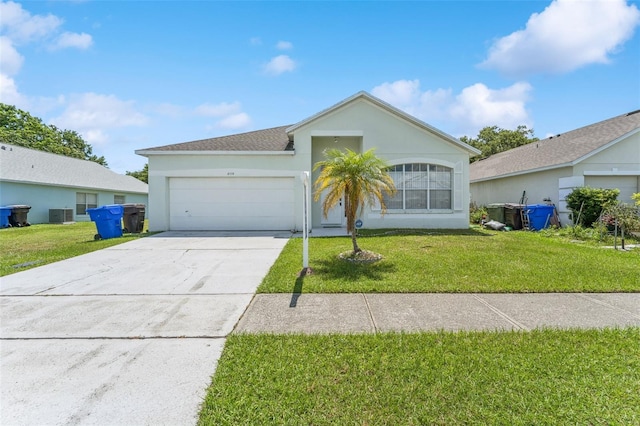 2110 Mallard Creek Cir, Kissimmee, FL 34743 - single story home with an attached garage, a front yard, stucco siding, and concrete driveway