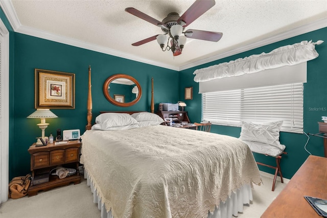 2208 Mcmahon Ct Unit 1033, Orlando, FL 32812 - carpeted bedroom featuring ornamental molding, ceiling fan, and a textured ceiling