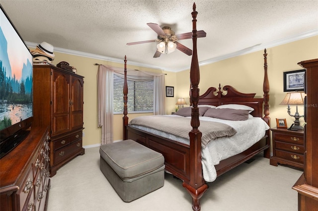 2208 Mcmahon Ct Unit 1033, Orlando, FL 32812 - bedroom with crown molding, light colored carpet, ceiling fan, and a textured ceiling