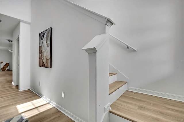 9937 Aqua Miles Path, Wesley Chapel, FL 33545 - staircase featuring wood finished floors and baseboards