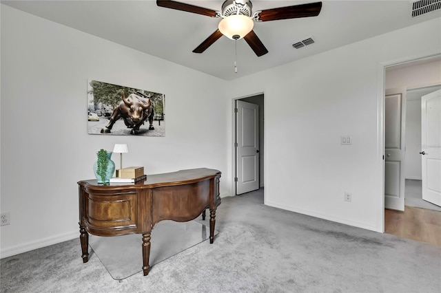 9937 Aqua Miles Path, Wesley Chapel, FL 33545 - carpeted home office featuring ceiling fan and baseboards