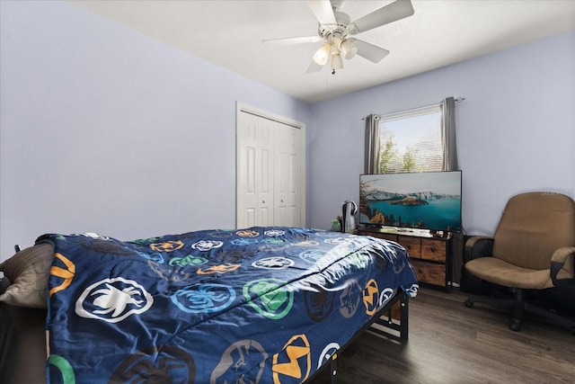1716 Westerly Dr, Brandon, FL 33511 - bedroom featuring wood finished floors, a closet, and a ceiling fan
