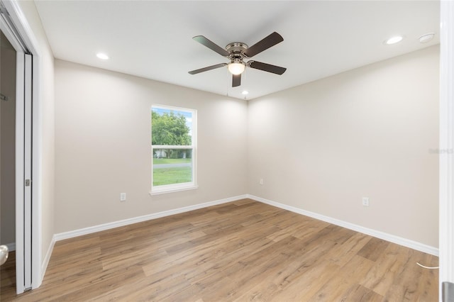 1059 NE 130th Ter, Silver Springs, FL 34488 - empty room featuring ceiling fan, light wood-style floors, and recessed lighting