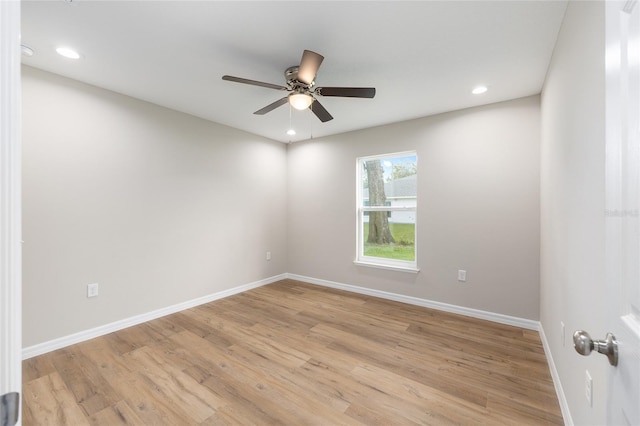 1059 NE 130th Ter, Silver Springs, FL 34488 - empty room with ceiling fan, light wood-style flooring, and recessed lighting