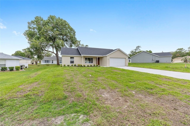 1059 NE 130th Ter, Silver Springs, FL 34488 - ranch-style home featuring an attached garage, concrete driveway, a front lawn, and stucco siding
