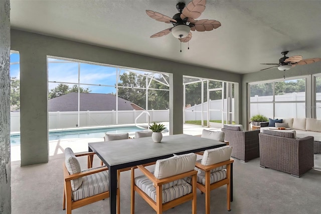 2675 Bond St, Clermont, FL 34711 - sunroom featuring ceiling fan and an outdoor hangout area