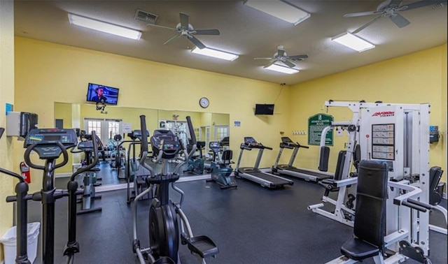 4019 Venetian Bay Dr Unit 107, Kissimmee, FL 34741 - gym with lofted ceiling and ceiling fan