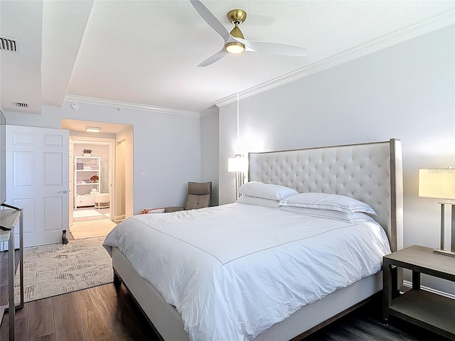 60 Surfview Dr Unit 308, Palm Coast, FL 32137 - bedroom featuring crown molding, wood finished floors, and ceiling fan