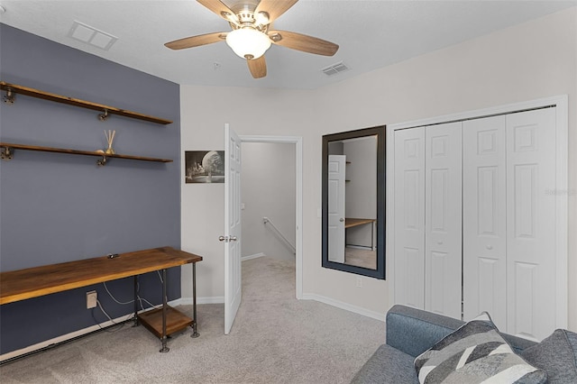 14242 Desert Haven St Unit Ge, Windermere, FL 34786 - carpeted home office with ceiling fan and baseboards