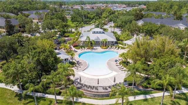 14242 Desert Haven St Unit Ge, Windermere, FL 34786 - aerial perspective of suburban area with a pool