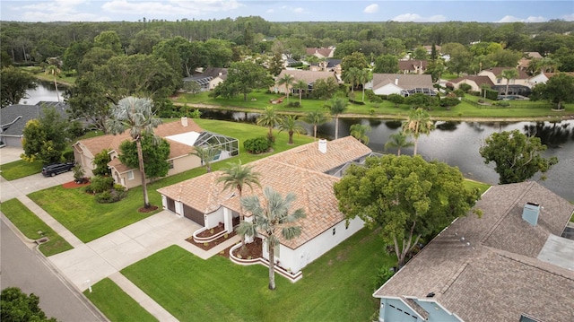 17032 Winners Cir, Odessa, FL 33556 - aerial perspective of suburban area featuring a large body of water