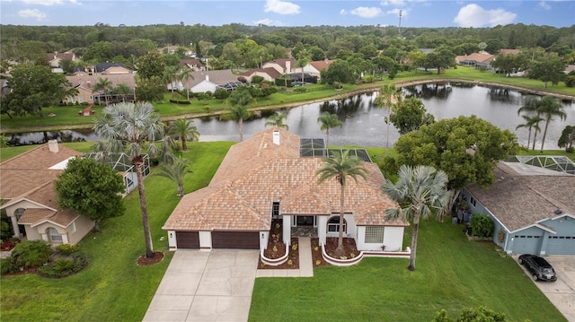 17032 Winners Cir, Odessa, FL 33556 - aerial perspective of suburban area featuring a large body of water