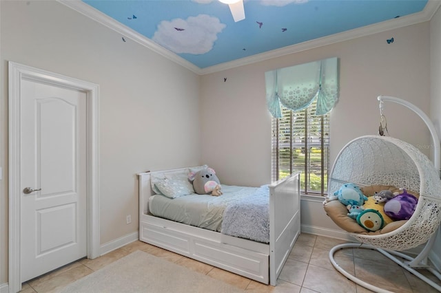 25554 Hawks Run Ln, Sorrento, FL 32776 - bedroom with light tile patterned flooring and ornamental molding