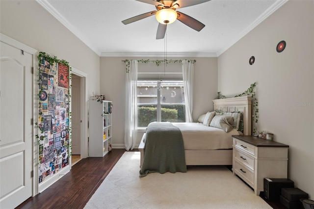 25554 Hawks Run Ln, Sorrento, FL 32776 - bedroom with ornamental molding, wood finished floors, and ceiling fan