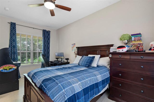 25554 Hawks Run Ln, Sorrento, FL 32776 - bedroom featuring ceiling fan and light tile patterned floors