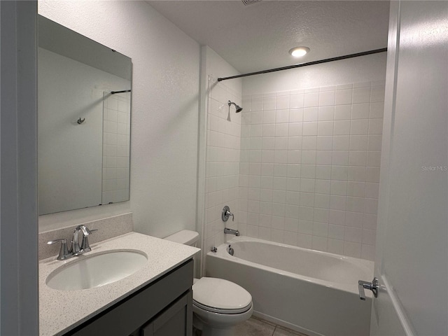 1950 Birnham Wood Bnd, Kissimmee, FL 34746 - full bathroom with vanity, bathing tub / shower combination, a textured ceiling, and tile patterned flooring