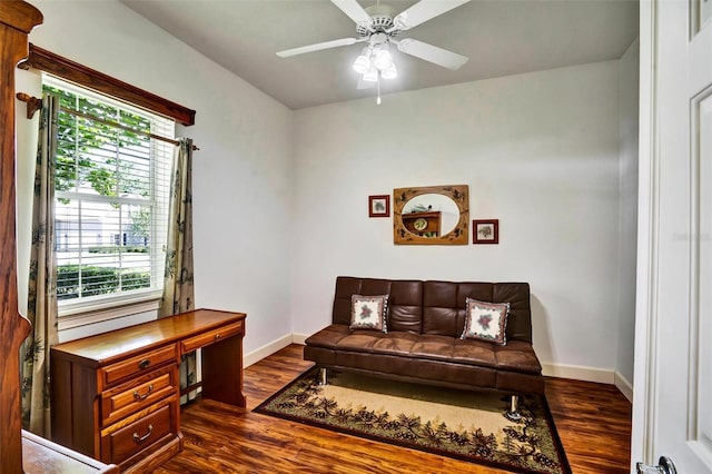 205 Trail Bridge Ct, Winter Garden, FL 34787 - home office featuring dark wood-style floors and ceiling fan