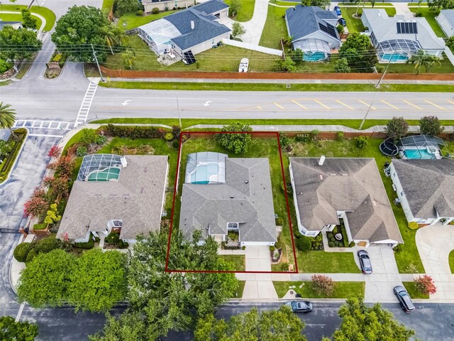 3711 Half Moon Dr, Orlando, FL 32812 - aerial perspective of suburban area featuring property parcel outlined