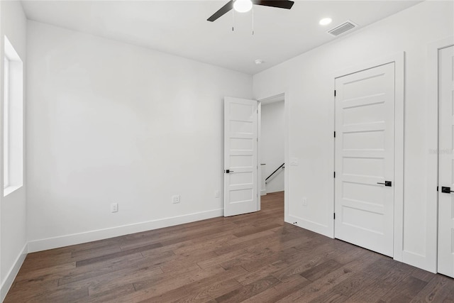 1780 Mizell Ave, Winter Park, FL 32789 - unfurnished bedroom featuring wood finished floors, recessed lighting, and a ceiling fan
