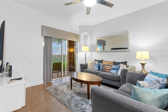 814 Calabria Ave, Davenport, FL 33897 - living area featuring ceiling fan and wood finished floors