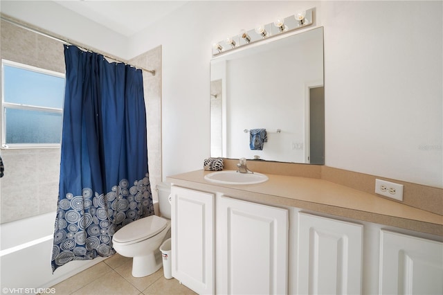 20130 Sunset Landing Ave, Groveland, FL 34736 - full bathroom with vanity, tile patterned flooring, and shower / bath combination with curtain