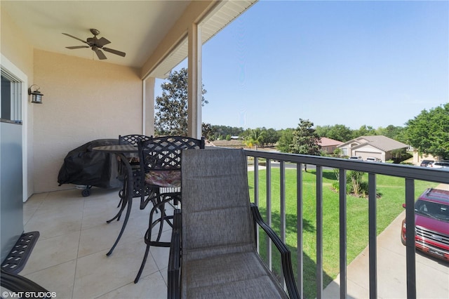 20130 Sunset Landing Ave, Groveland, FL 34736 - balcony featuring a ceiling fan and a grill