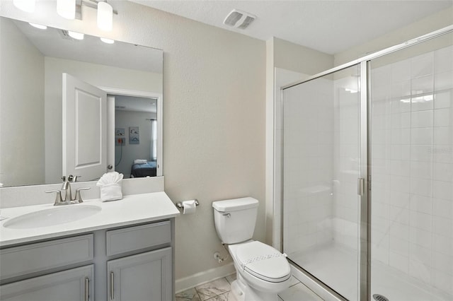 369 Ocean Course Ave, Davenport, FL 33896 - full bath with vanity, a stall shower, marble look tiles, and connected bathroom