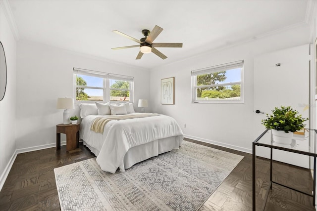 1505 N Lake Mirror Dr NW, Winter Haven, FL 33881 - bedroom featuring ornamental molding and a ceiling fan