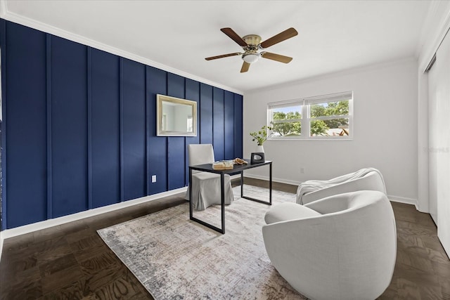 1505 N Lake Mirror Dr NW, Winter Haven, FL 33881 - office area featuring crown molding and a ceiling fan