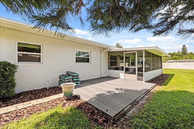 1505 N Lake Mirror Dr NW, Winter Haven, FL 33881 - wooden terrace featuring a sunroom