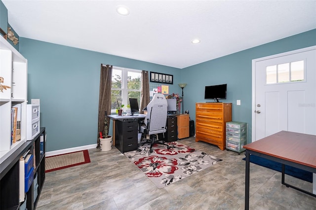 1301 Fahnstock St, Eustis, FL 32726 - office area featuring recessed lighting and baseboards