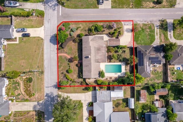 1301 Fahnstock St, Eustis, FL 32726 - aerial view of residential area featuring property boundaries highlighted and a pool area