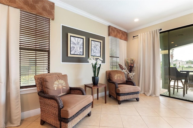 1156 Castle Pines Ct, Reunion, FL 34747 - sitting room with crown molding and light tile patterned flooring