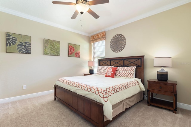 1156 Castle Pines Ct, Reunion, FL 34747 - bedroom featuring light carpet, crown molding, and ceiling fan