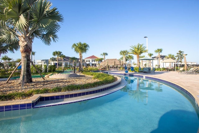 4802 Lullaby Ln, Kissimmee, FL 34746 - view of pool with a gazebo and a residential view
