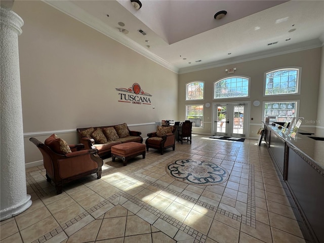 1370 Tuscan Ter Unit 2202, Davenport, FL 33896 - lobby with a towering ceiling, crown molding, and recessed lighting