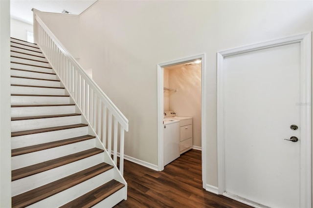 1936 Westpointe Cir, Orlando, FL 32835 - stairs featuring washing machine and clothes dryer and wood finished floors
