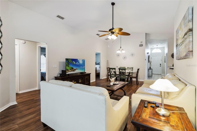 165 Scrub Jay Way, Davenport, FL 33896 - living room with ceiling fan and dark wood-style flooring