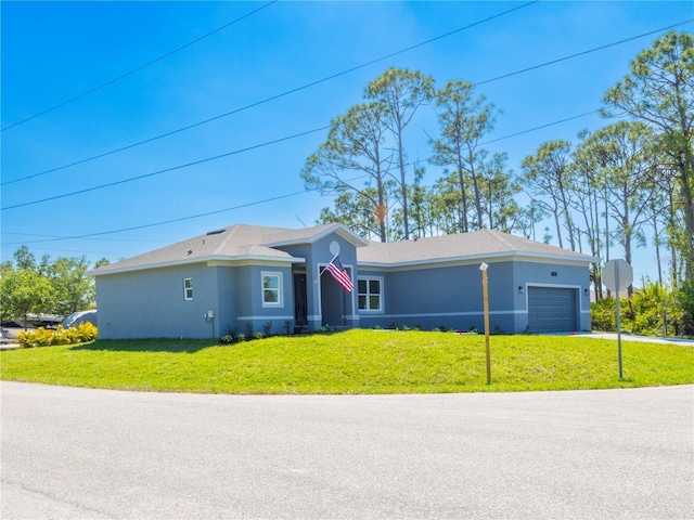 14073 Naylor Ave, Port Charlotte, FL 33981 - ranch-style home featuring a front yard, stucco siding, and an attached garage