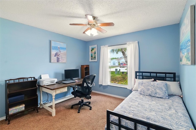 171 Cedarpark Ln, Davenport, FL 33837 - bedroom featuring carpet flooring, a desk, a textured ceiling, and ceiling fan