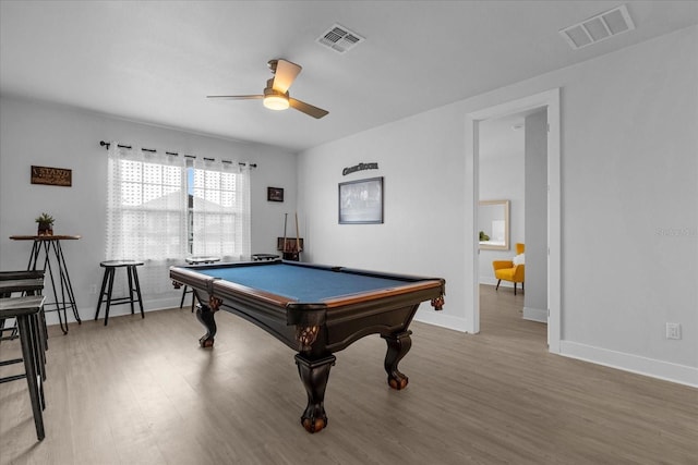 7454 Gathering Dr, Reunion, FL 34747 - game room featuring ceiling fan, light wood finished floors, and billiards