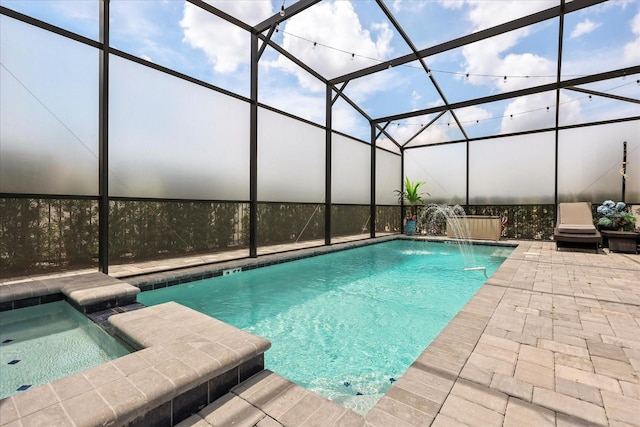 7454 Gathering Dr, Reunion, FL 34747 - outdoor pool with a patio and glass enclosure