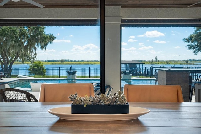 15787 Tangerine Dream Ct, Winter Garden, FL 34787 - dining space with a water view and plenty of natural light