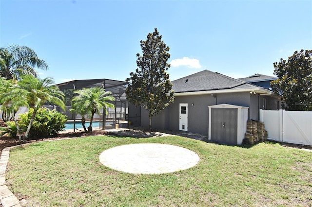 436 Skyview Pl, Chuluota, FL 32766 - view of yard with a lanai and a storage shed