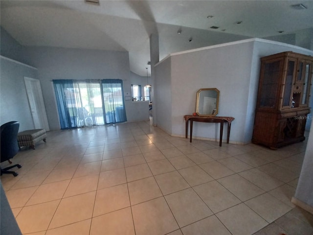 8509 SW 136th Loop, Ocala, FL 34473 - unfurnished living room with light tile patterned floors and a towering ceiling