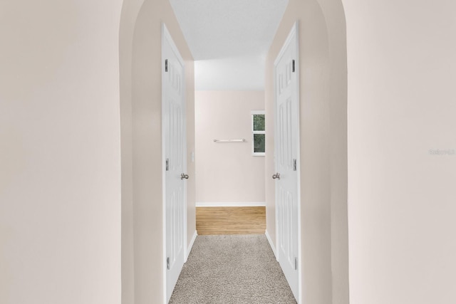 16053 Wilkinson Dr, Clermont, FL 34714 - hallway featuring arched walkways and carpet floors
